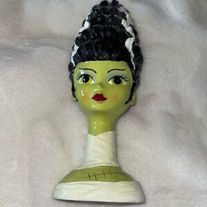 Bride of Frankenstein NWT Spooky Green & Black 15” Resin Halloween Decor